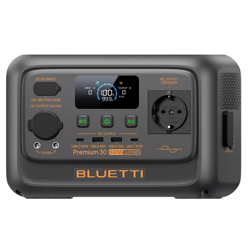 Bluetti Premium 30 V2 – Générateur solaire portable 600 W / 320 Wh