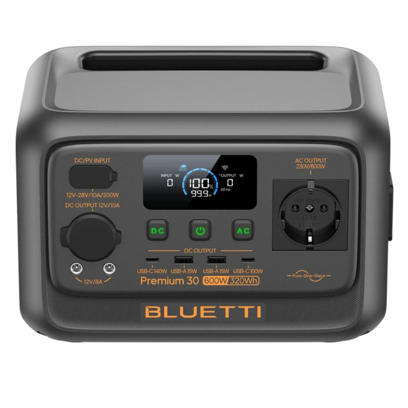 Bluetti Premium 30 V2 – Générateur solaire portable 600 W / 320 Wh