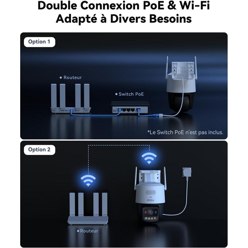Imou Titan - Caméra extérieure Wifi 2.4/5Ghz + POE, rotative, 6MP, Zoom 8X, Patrouille