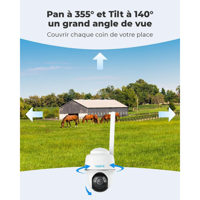 Reolink Go PT Plus - Caméra solaire 4G autonome 5MP 360° - Détection intelligente