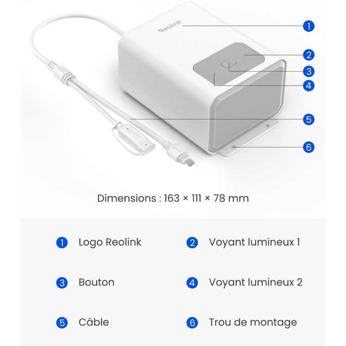 Reolink RLA-BP1 - Batterie 12800mAh Utilisation Extérieure