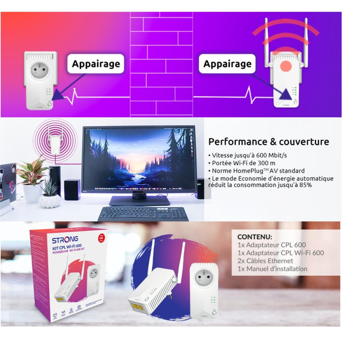 Strong - Kit CPL Wifi 600mbps duo-Tektek