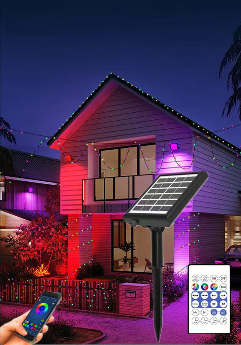 Guirlande solaire multicolore dynamique 20m