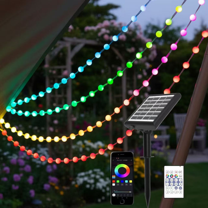 Guirlande solaire multicolore dynamique 20m