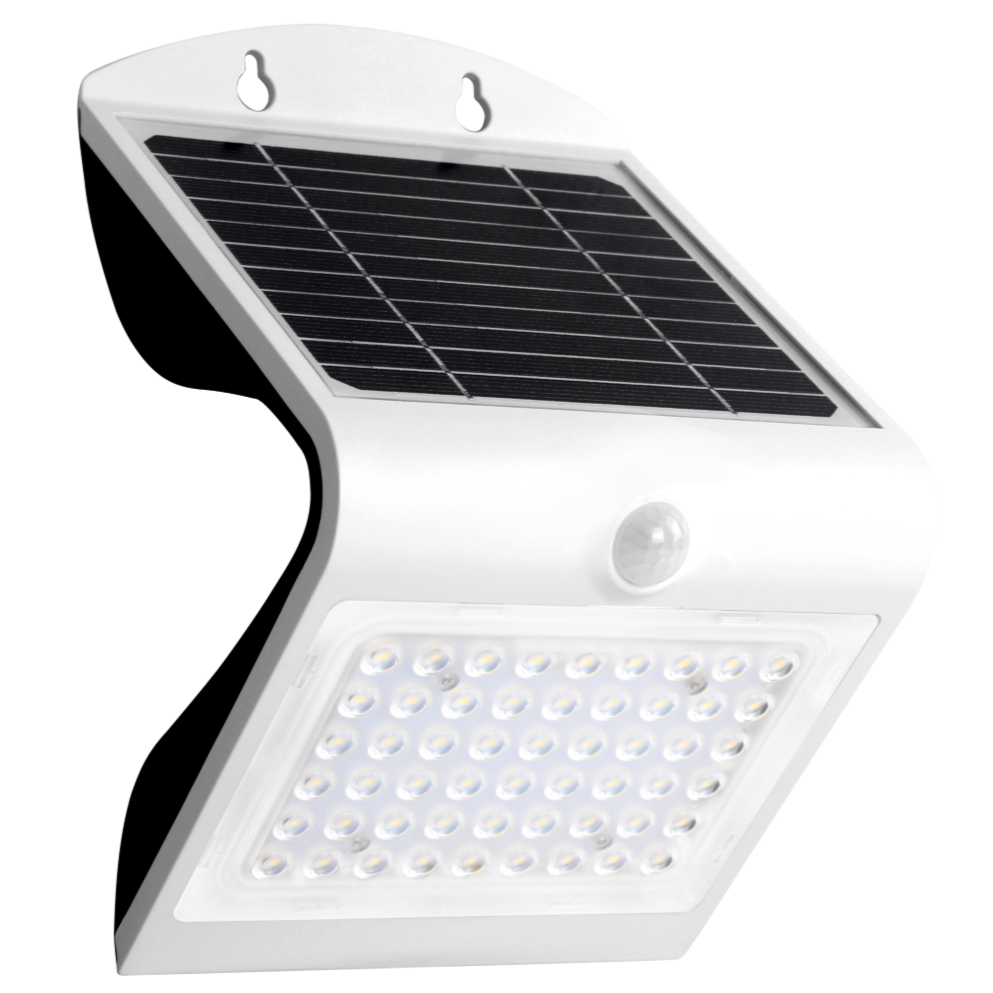 Applique LED solaire d’extérieur, 2 modes d’éclairage, détecteur de mouvement (Blanc)