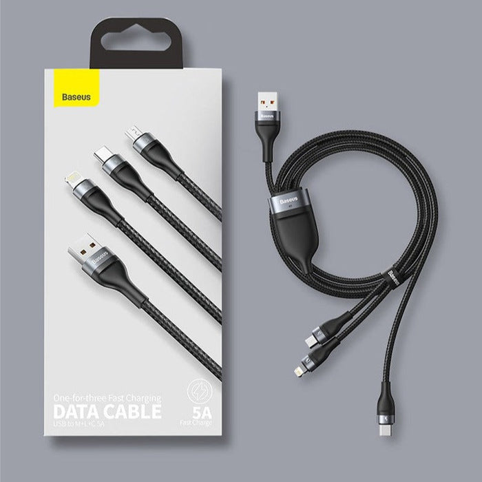 BASEUS - Câble USB-A charge rapide 66W 3 en 1 120mm