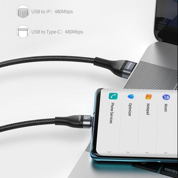 BASEUS - Câble USB-A charge rapide 66W 3 en 1 120mm