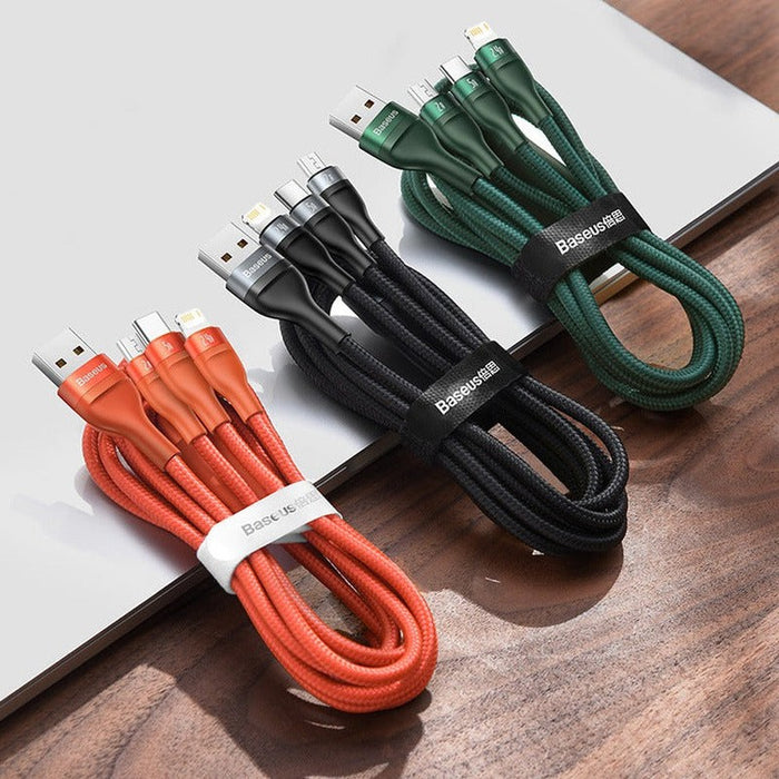 BASEUS - Câble USB-A charge rapide 66W 3 en 1 120mm