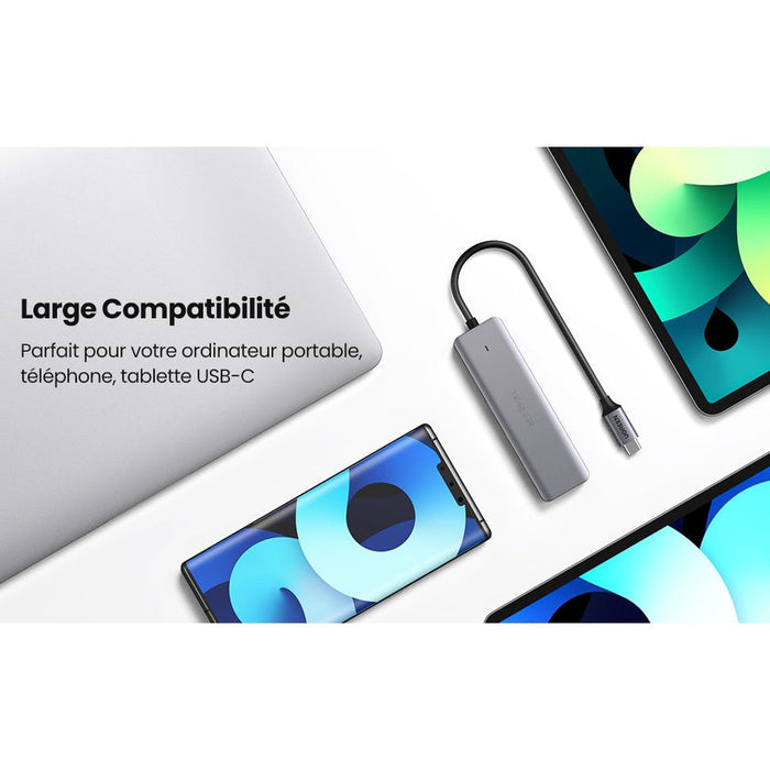 UGREEN - Hub 4 ports USB 3.0 + 1 port Micro USB, entrée USB-C