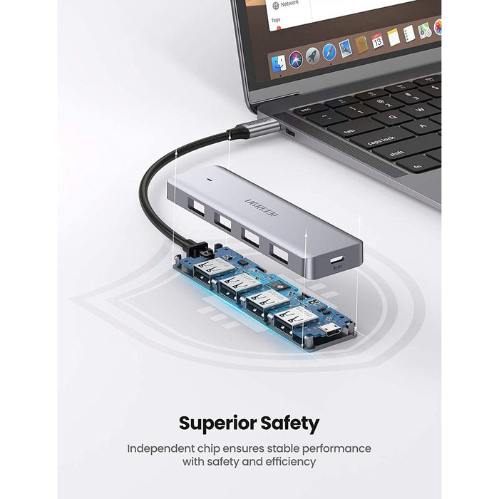 UGREEN - Hub 4 ports USB 3.0 + 1 port Micro USB, entrée USB-C