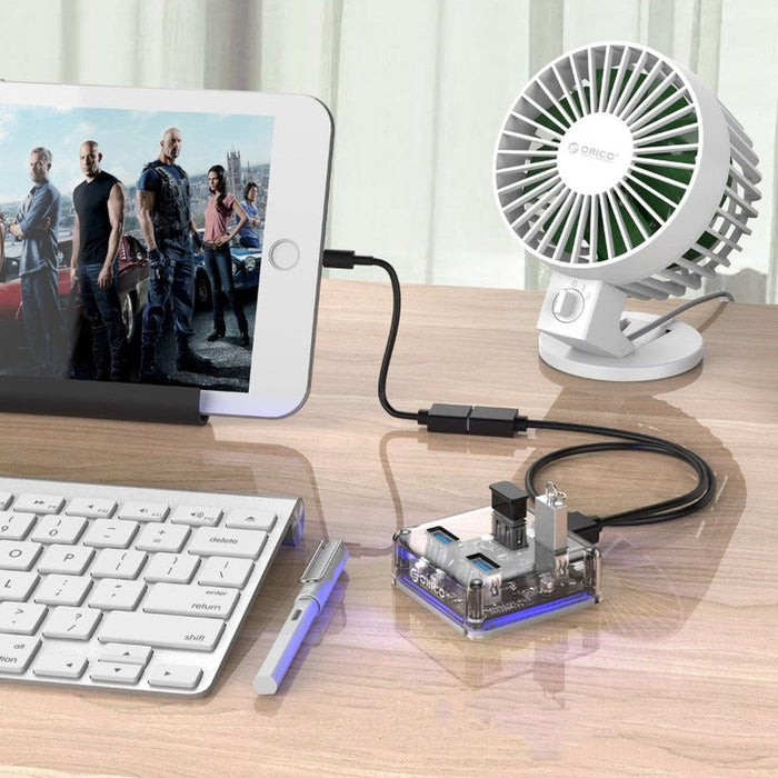 ORICO - Hub carré 4 ports USB 3.0, transparent