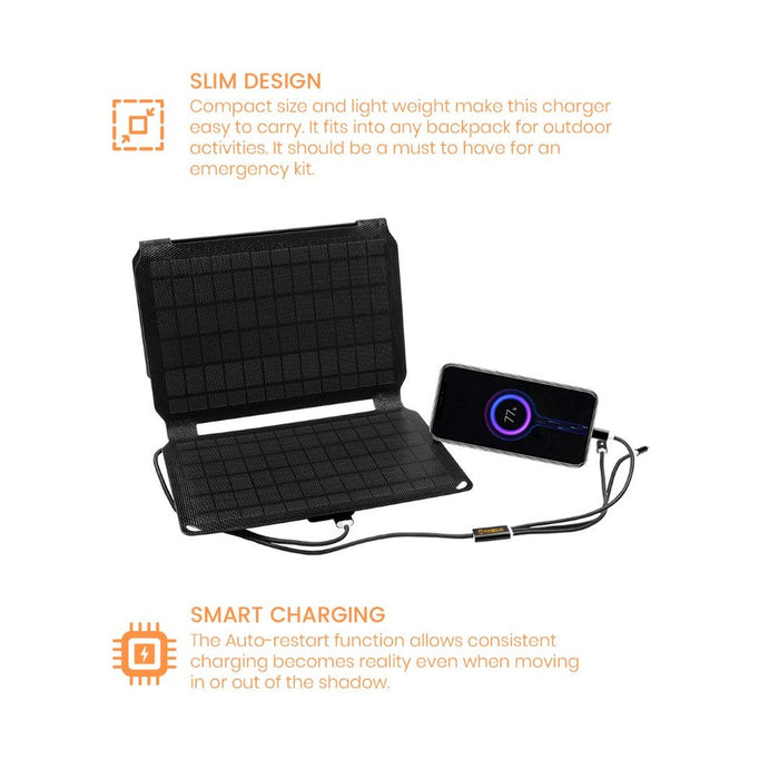 FLEXSOLAR - Chargeur solaire pliable 20W, pour téléphones et tablettes